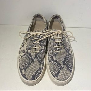 THE FLEXX Sneaker Women's 8 Gray Snake Lace Up Casual Low Top Fashion Flat Shoe